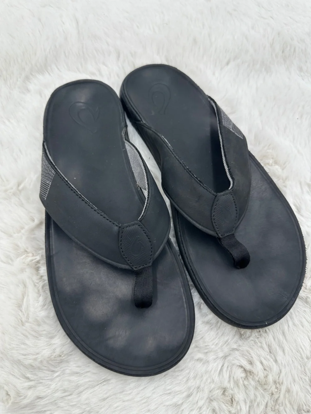 OluKai Tuahine Men’s Waterproof‎ Leather Sandals black men’s flip flops Size 13